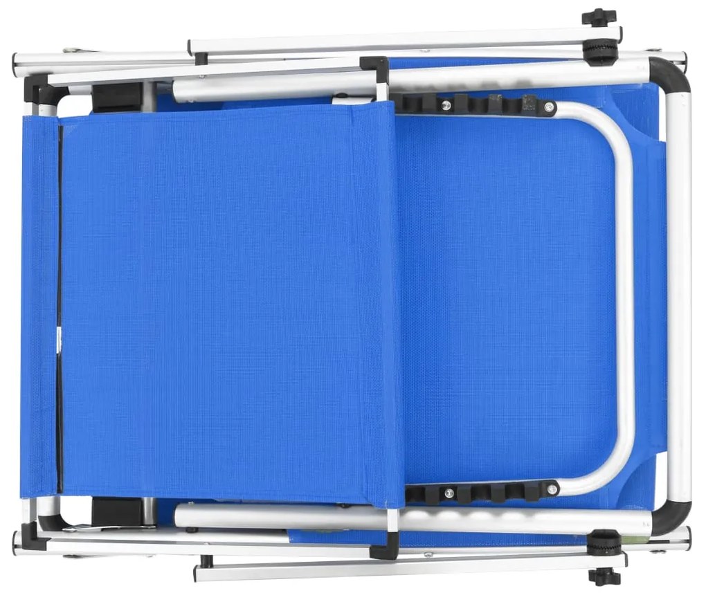 Espreguiçadeiras dobráveis c/ teto 2pcs alumínio/textilene azul