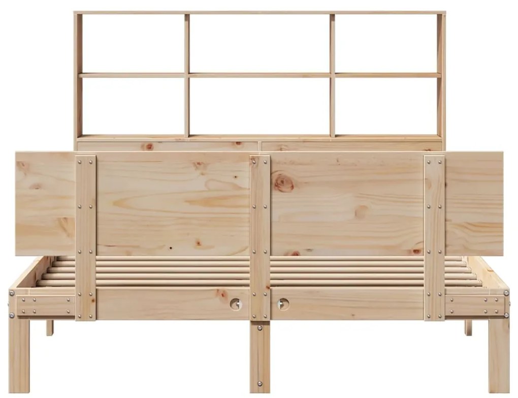 Cama com estante sem colchão 140x190 cm pinho maciço