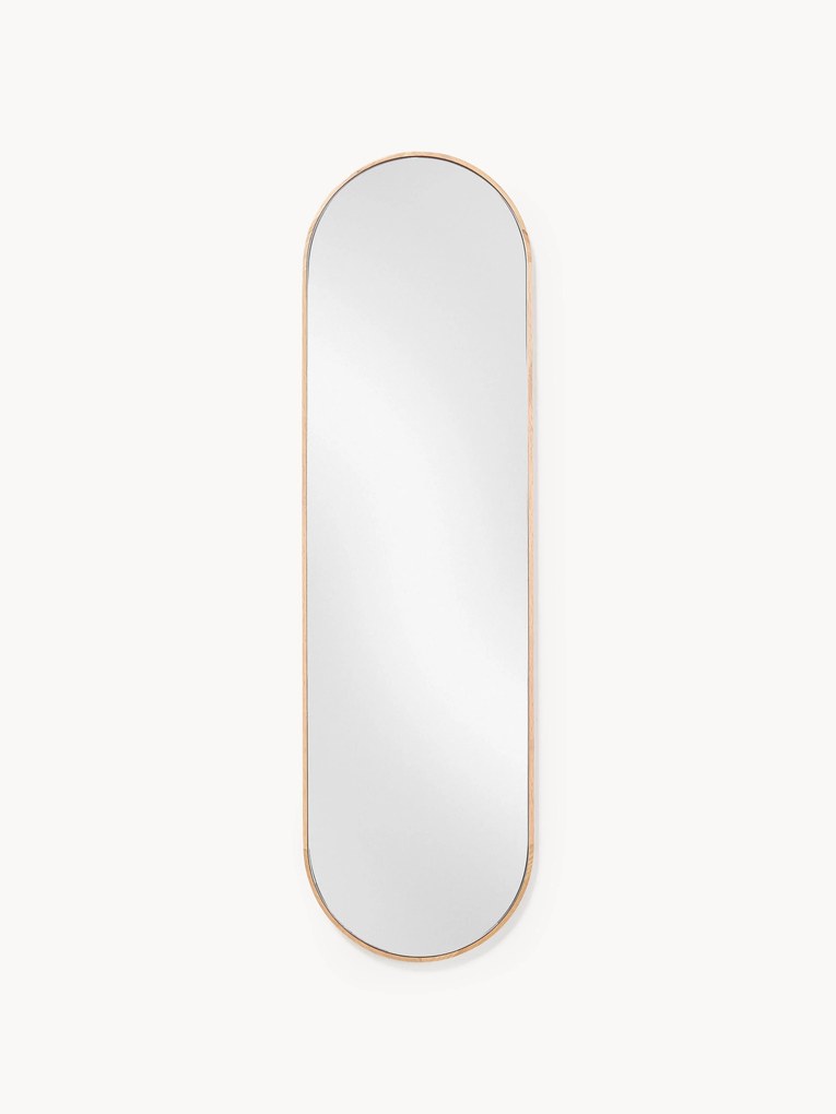 Espelho de corpo inteiro oval com moldura em madeira de carvalho Avery