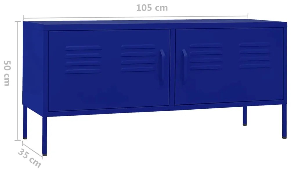 Móvel de TV aço 105x35x50 cm azul-marinho