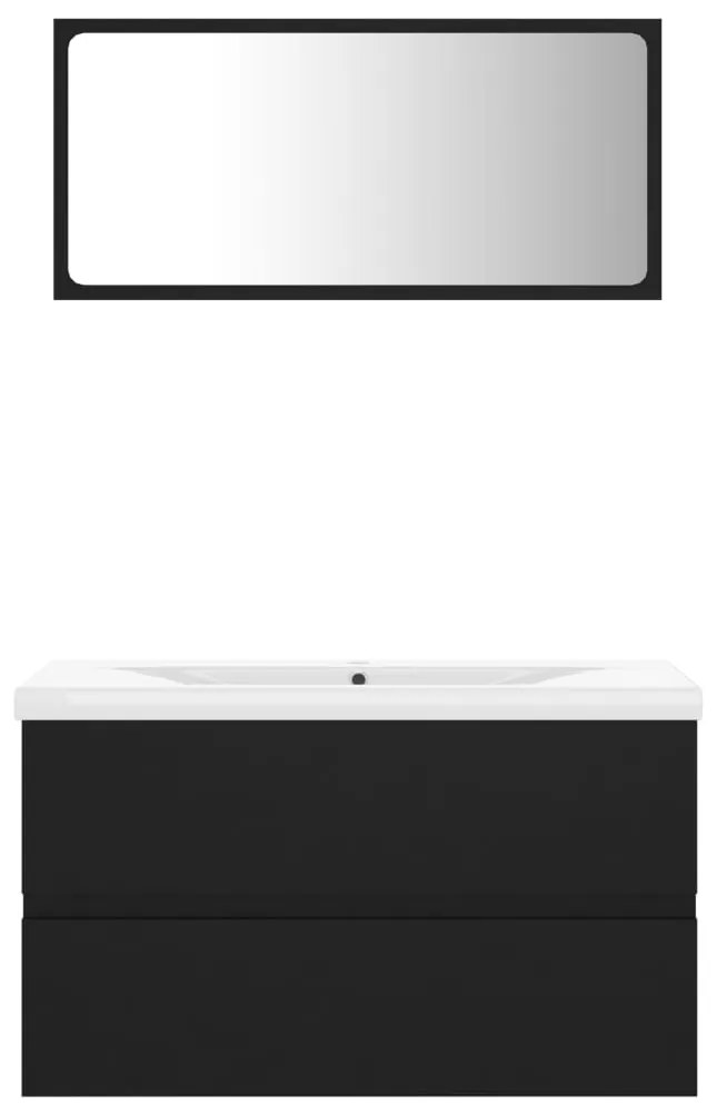 Conjunto de móveis de casa de banho contraplacado preto