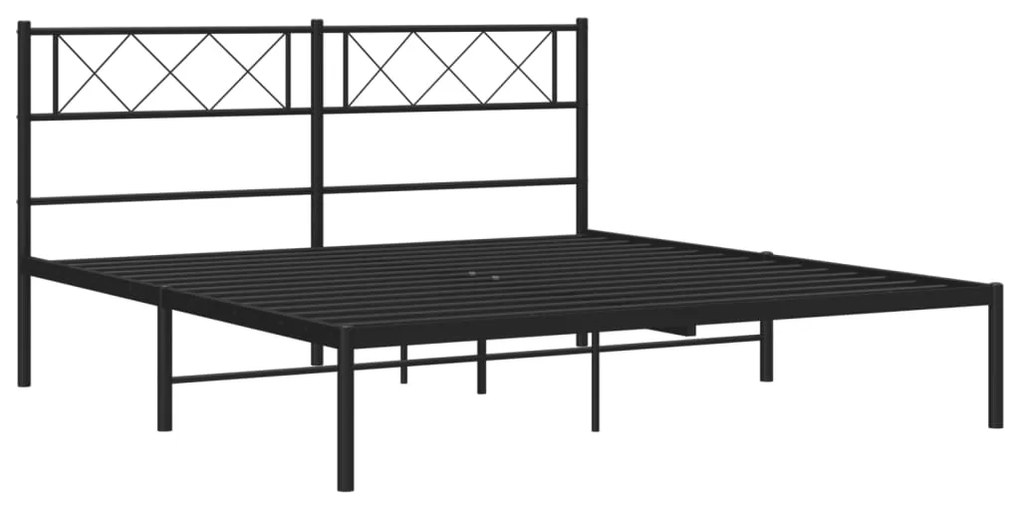 Estrutura de cama em metal com cabeceira 150x200 cm preto