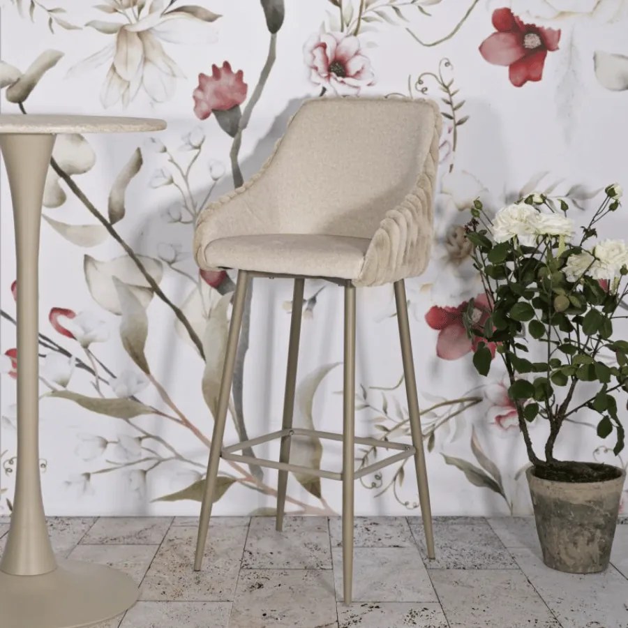 CONJUNTO DE 2 BANCOS DE BAR ALASKA CREME 52X46X111 CM (ALTURA DO ASSENTO CM 78)