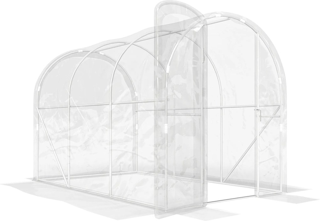 Outsunny Estufa de Jardim Túnel 3x2x2 m 6 m² com Porta com Dobradiças Lona em Pé 150 g/m² para Legumes Plantas Flores | Aosom Portugal