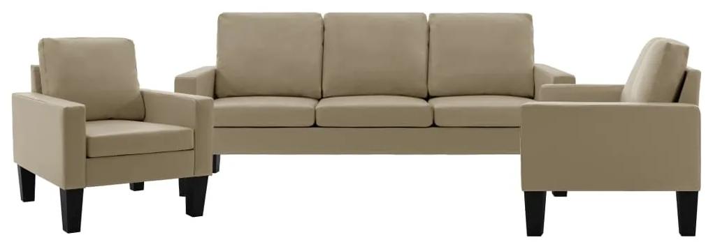 3056690 vidaXL 3 pcs conjunto de sofás couro artificial cappuccino