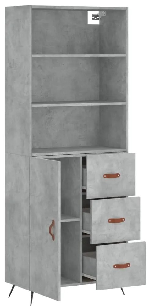 Armário alto 69,5x34x180 cm derivados de madeira cinza cimento