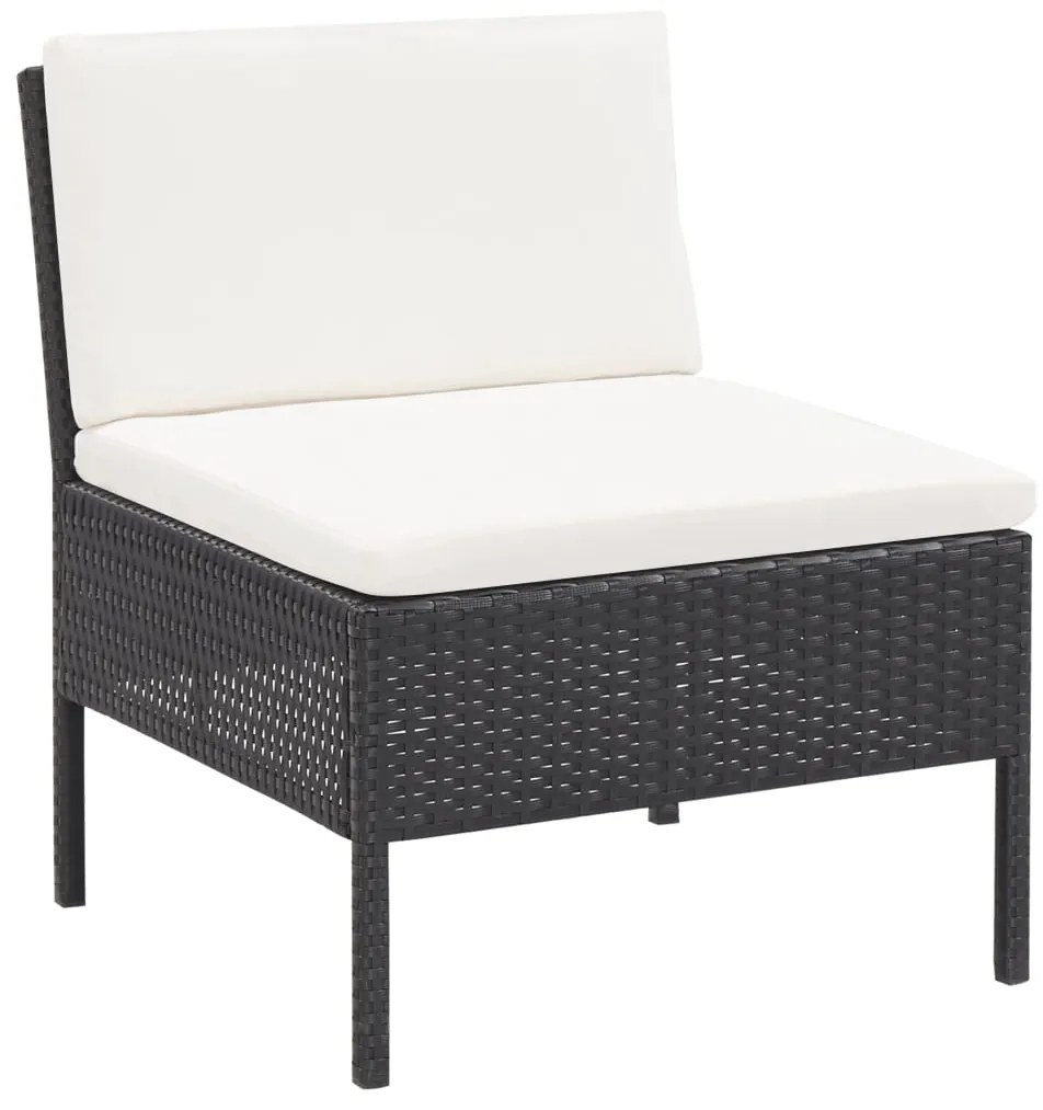6 pcs conjunto lounge de jardim c/ almofadões vime PE preto