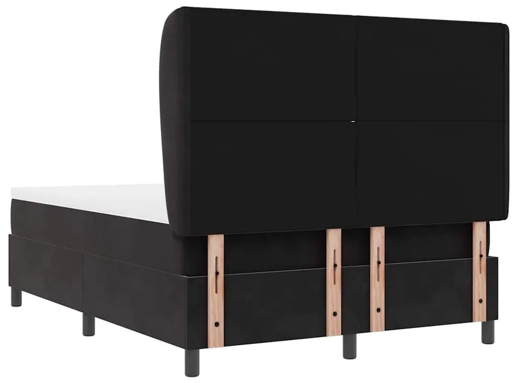 Cama Box com Colchão Preto 140x200 cm em Veludo
