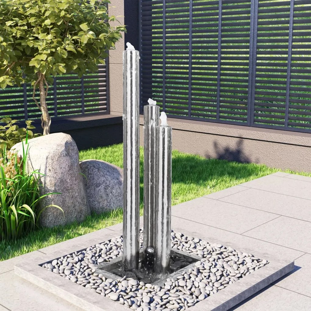 vidaXL Fonte de jardim 48x34x123 cm aço inoxidável prateado