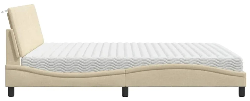 Cama com colchão 180x200 cm tecido cor creme