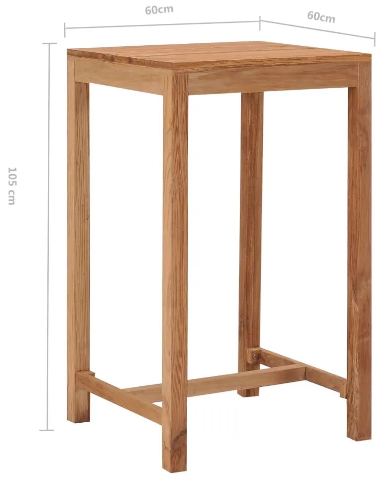 Mesa de bar para jardim 60x60x105 cm madeira de teca maciça