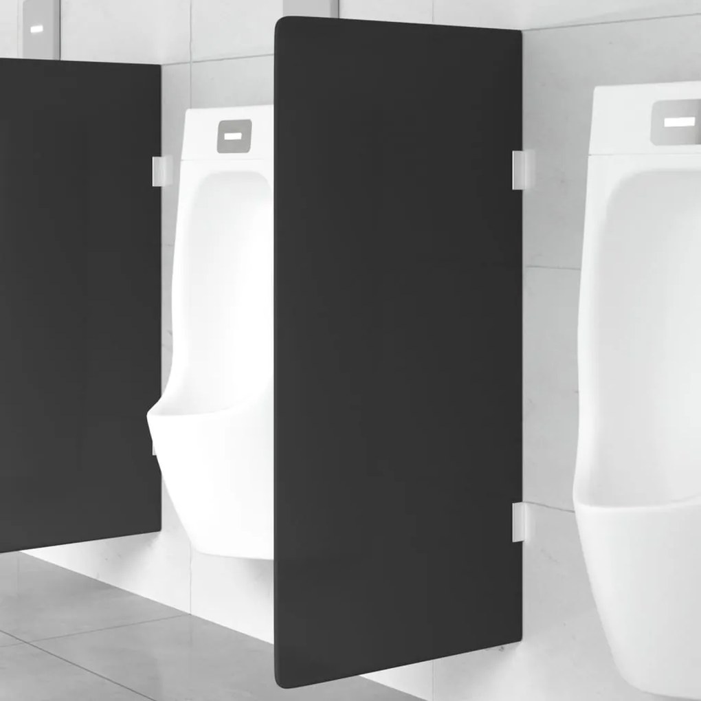 vidaXL Divisória privacidade p/ urinol de parede vidro temperado preto