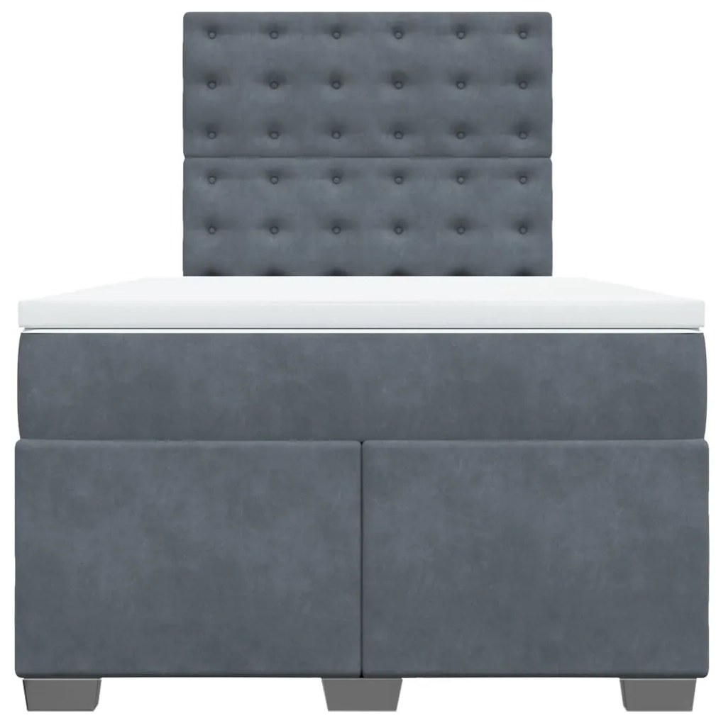 Cama boxspring com colchão 120x190 cm veludo cinzento-escuro