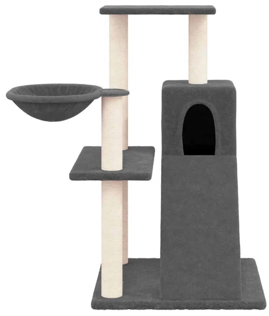 Árvore p/ gatos c/ postes arranhadores sisal 82 cm cinza-escuro