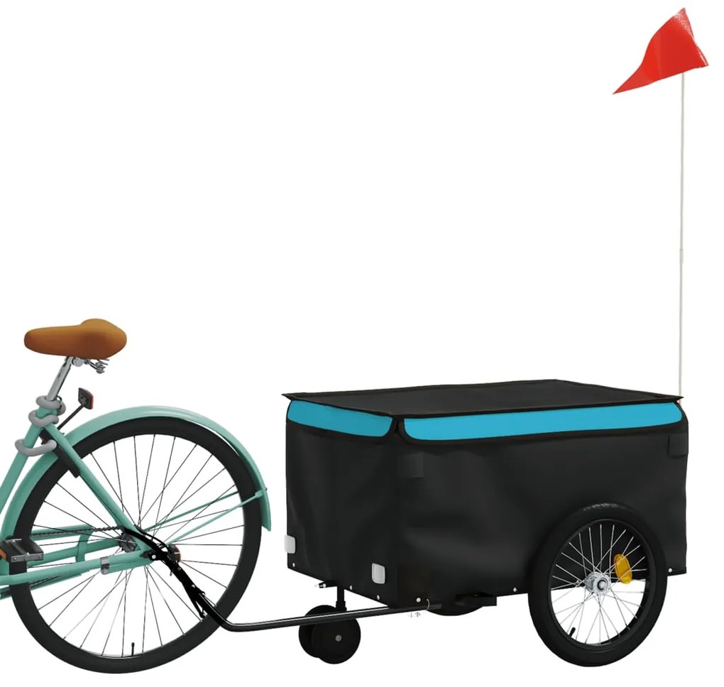Reboque para bicicleta 30 kg ferro preto e azul
