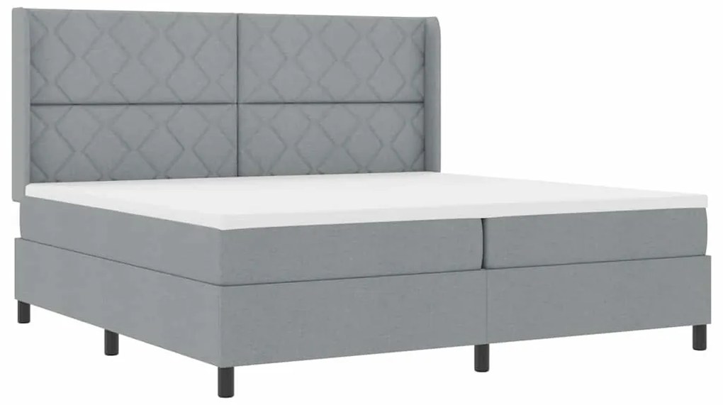 Cama Box com Colchão e Luz LED Cinza Claro 200 x 200 cm