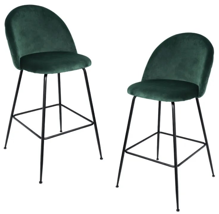Pack 2 Bancos Vint Veludo Alto - Verde