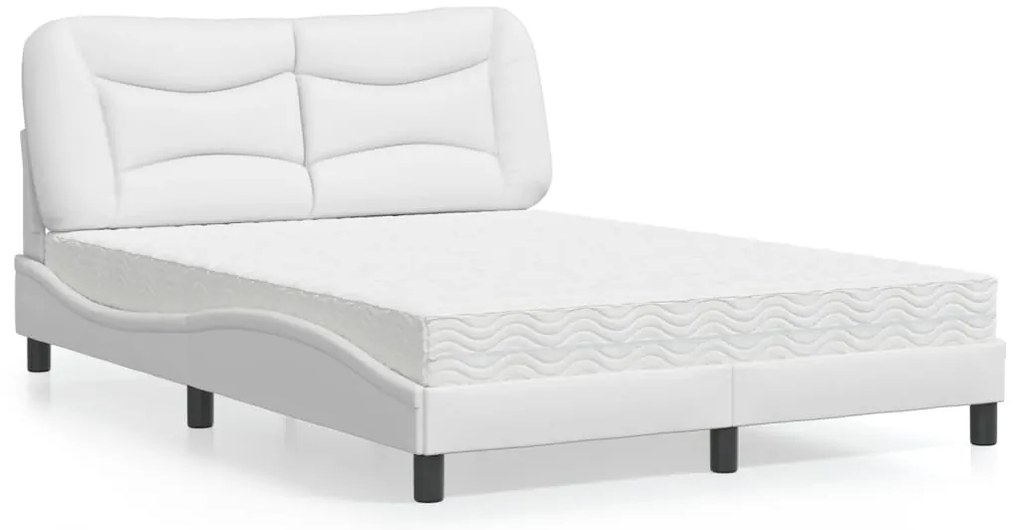 vidaXL Cama com colchão 140x200 cm couro artificial branco