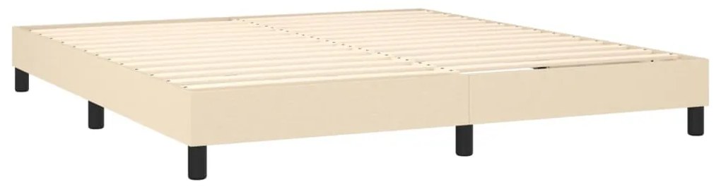 Cama box spring c/ colchão e LED 180x200 cm tecido cor creme