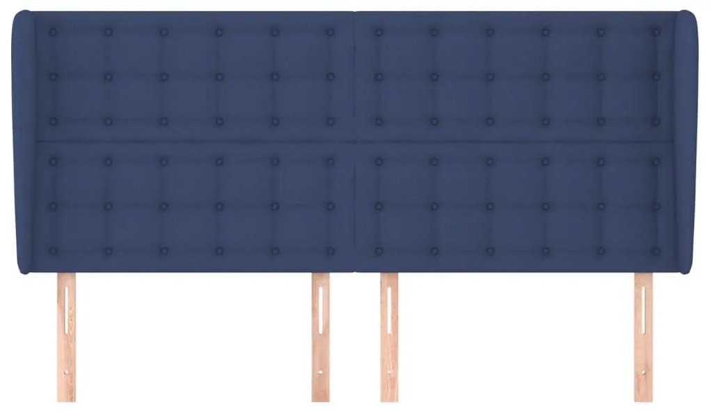 Cabeceira de cama c/ abas tecido 183x23x118/128 cm azul