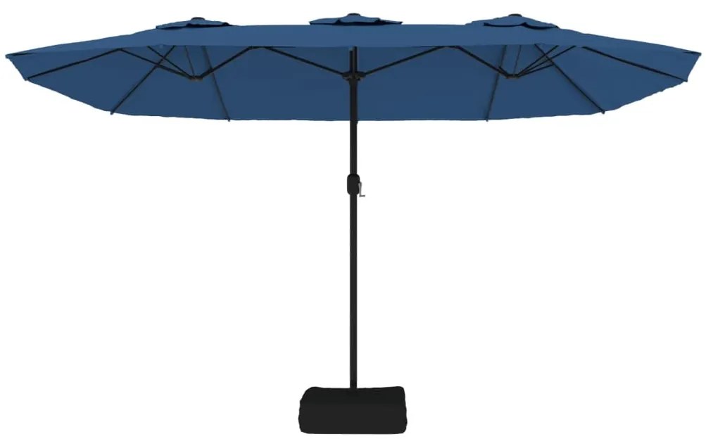 Guarda-sol de jardim com cabeça dupla 449x245 cm azul-ciano