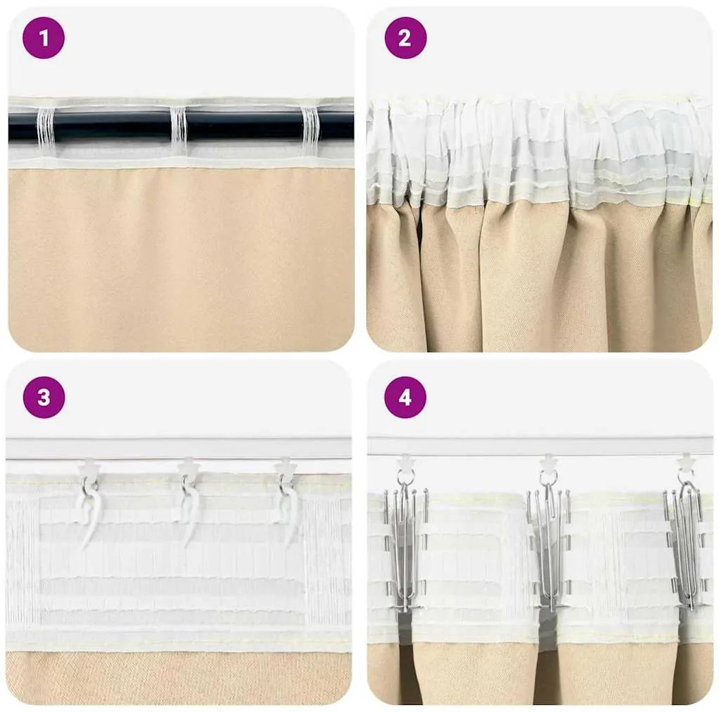 Cortinas com cortinas 2 pcs Creme 225 x 140 cm Poliéster