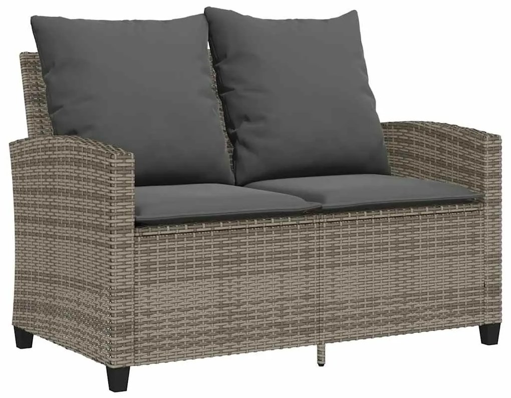 6 pcs conjunto sofás de jardim com almofadões vime cinzento