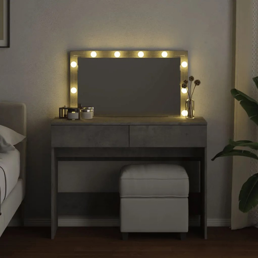 Toucador com LEDs 100x40x120 cm cinzento cimento