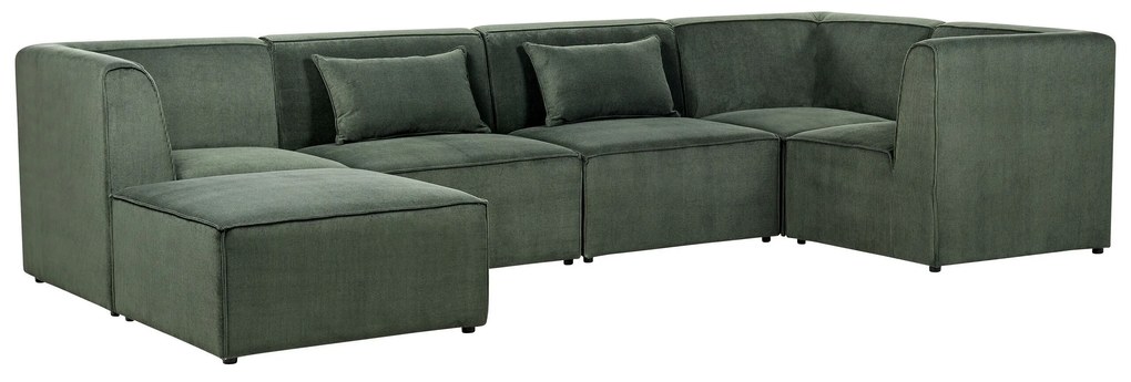 Sofá de canto 5 lugares com repousa-pés em bombazine verde escuro à esquerda LEMVIG Beliani