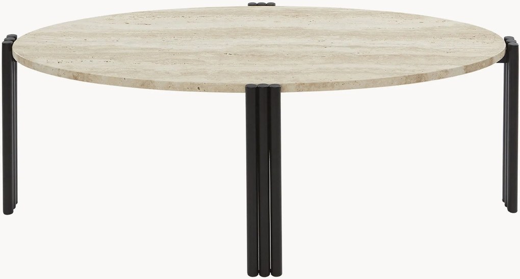 Mesa de centro oval com tampo em travertino Tribus