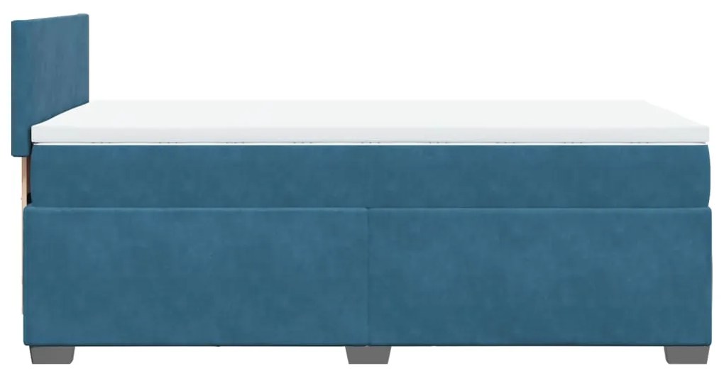 Cama boxspring com colchão 90x200 cm veludo azul