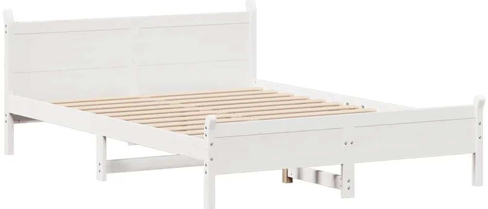 Cama sem colchão 120x200 cm madeira de pinho maciça branco