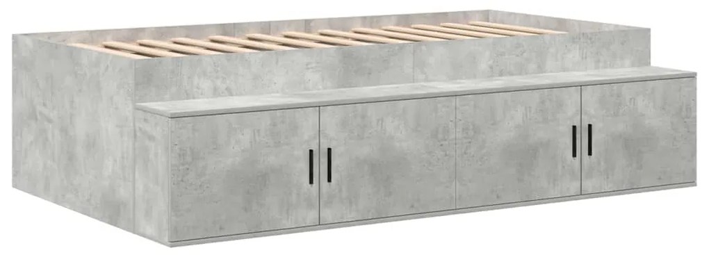 Estrutura de Cama de Armazenamento Cinza Concreto 75x190 cm