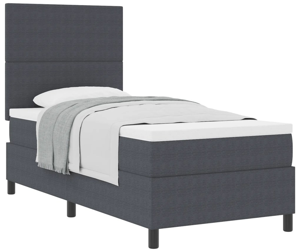 Cama Box Spring com Colchão Cinza Escuro 80x200 cm Tecido de Veludo Co
