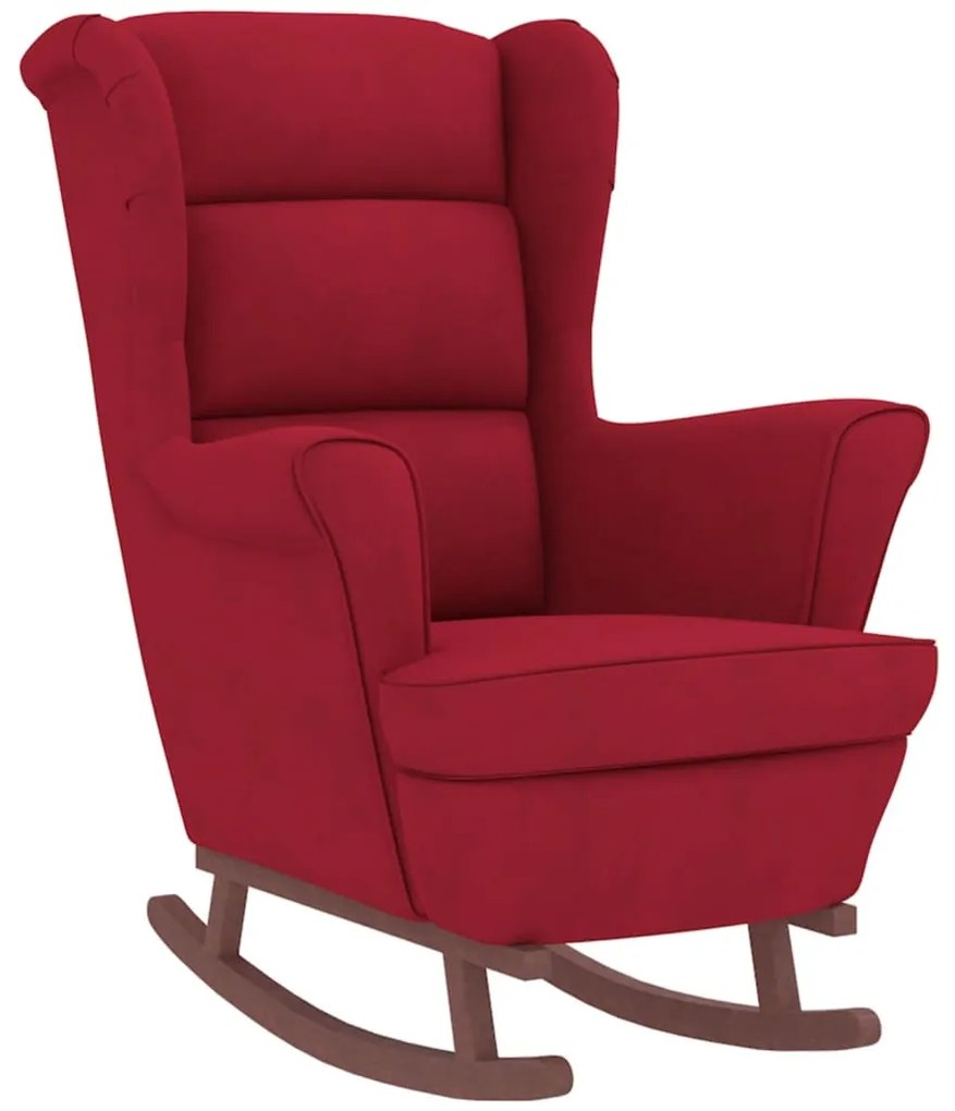 Cadeira baloiço c/ pernas de metal/banco veludo vermelho tinto