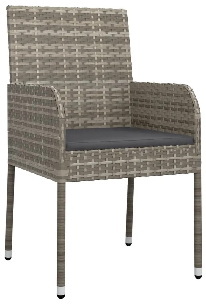 9 pcs conjunto jantar jardim c/ almofadões vime PE preto/cinza