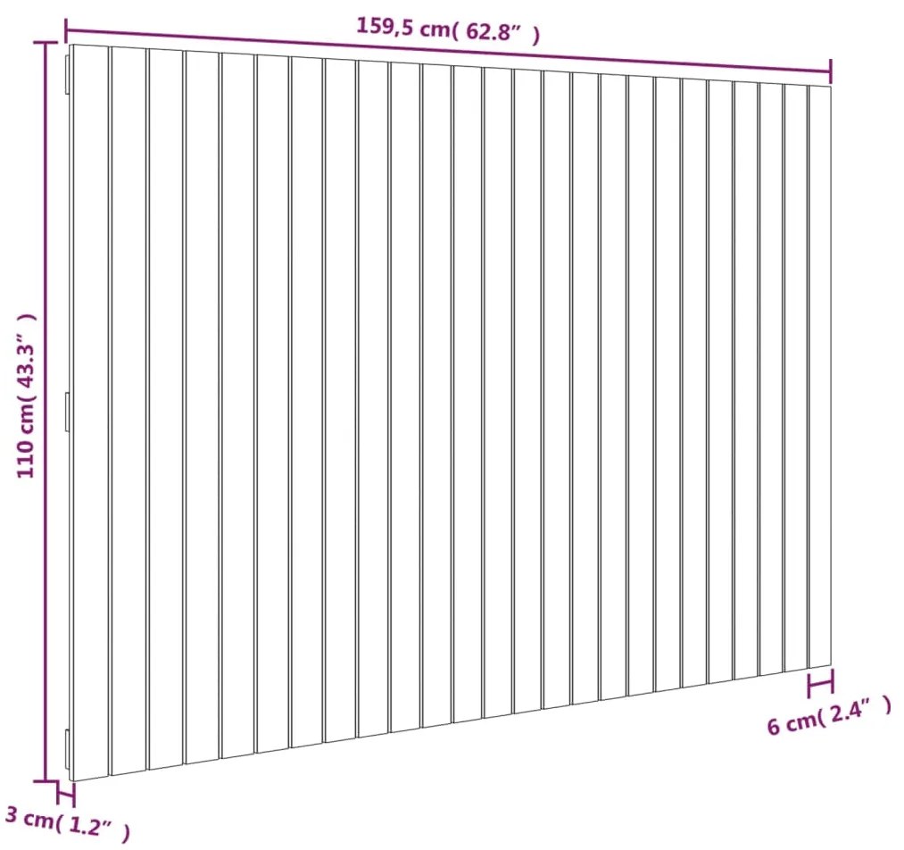 Cabeceira de parede 159,5x3x110 cm madeira pinho maciça branco