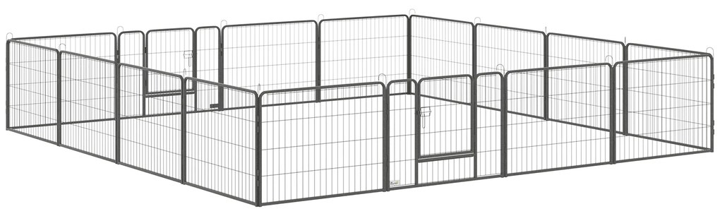 Pawhut Parque de Jogos para Cachorros com 16 Segmentos 60 cm de Altura Canil Animais de Estimação Cercado para Cães Externo Cinzento | Aosom Portugal