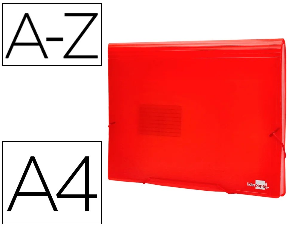 Pasta Classificadora com Fole Din A4 Transparente 13 Departamentos Vermelho