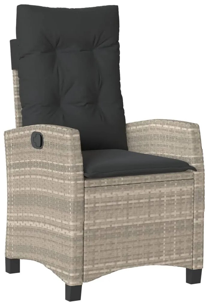 7 pcs conj. jantar p/ jardim c/ almofadões vime PE cinza-claro