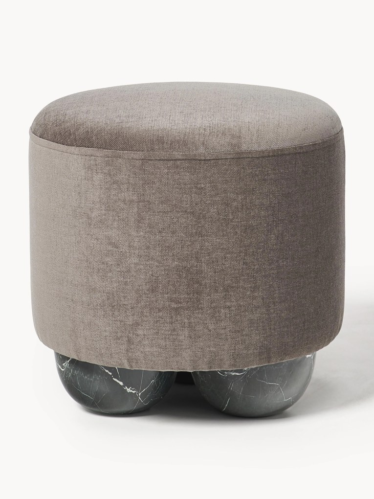 Upholstered Stool Lino with Marble Effect Ball Feet