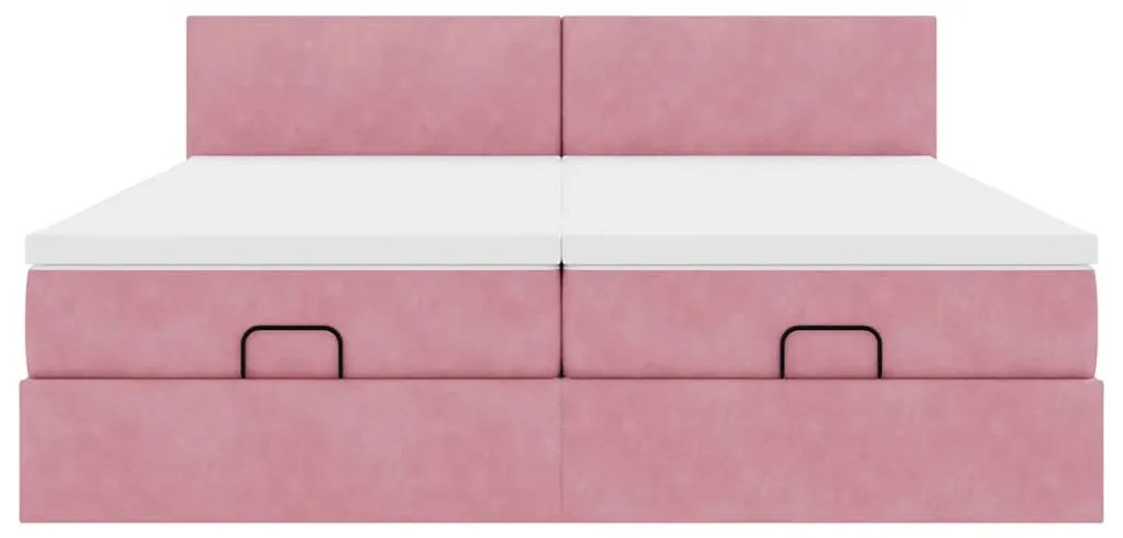 Estrutura de cama otomana com colchões 180x200 cm veludo rosa