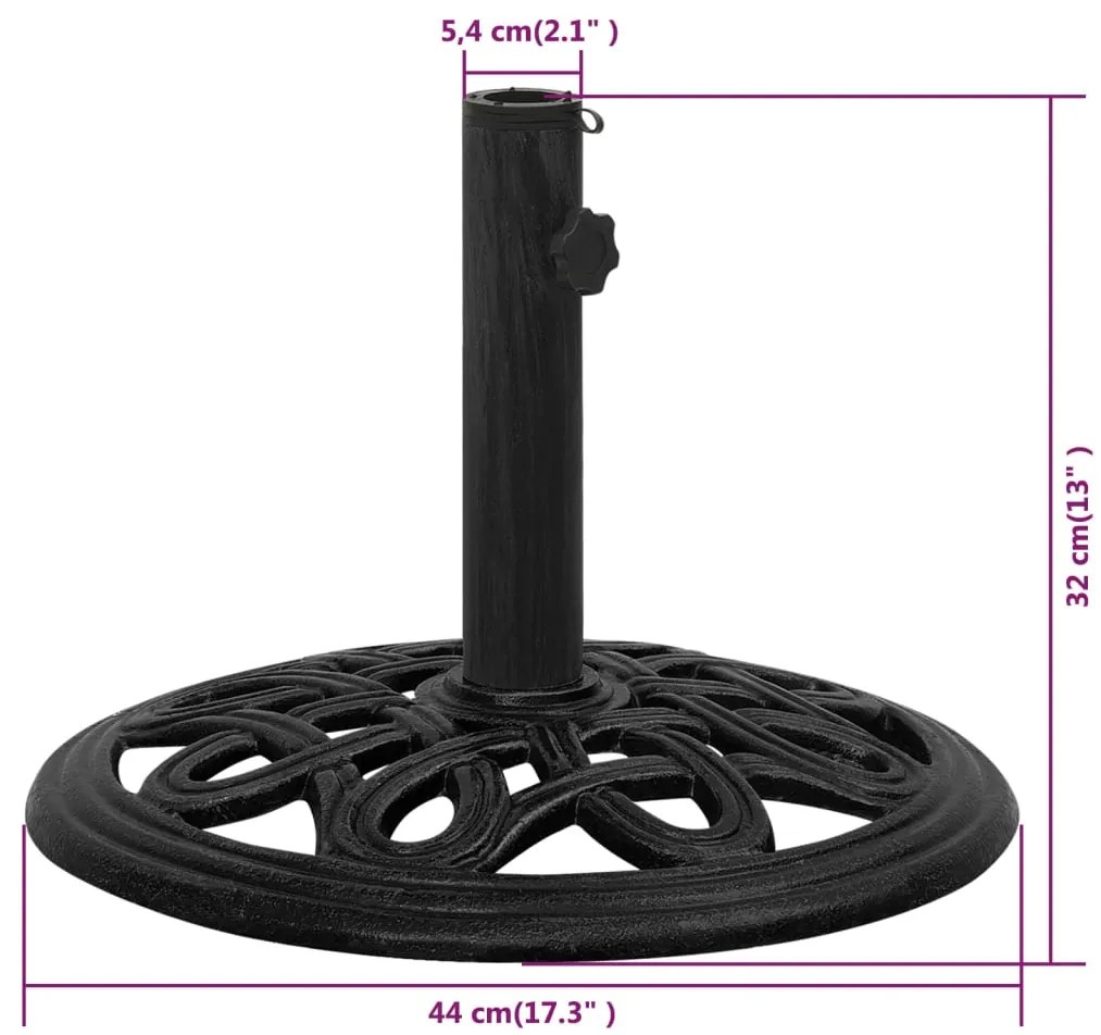 Base para guarda-sol ferro fundido 44x44x32 cm preto
