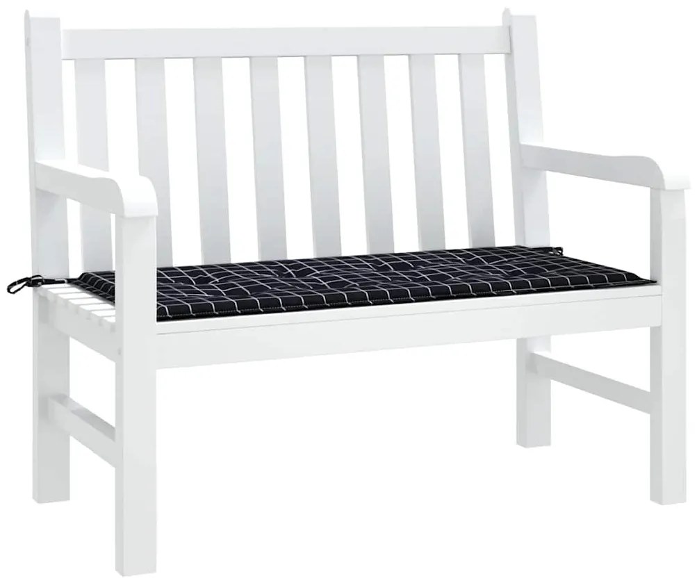Almofadão p/ banco jardim 100x50x4cm tecido oxford xadrez preto