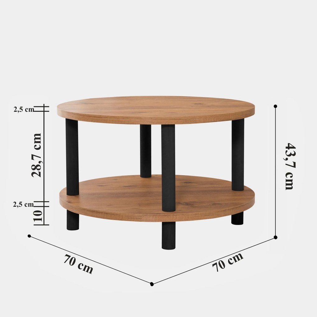 Mesa de Centro Roby – Preto – Diâmetro 70 cm x Altura 43,7 cm