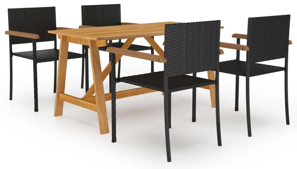vidaXL 5 pcs conjunto de jantar para jardim preto