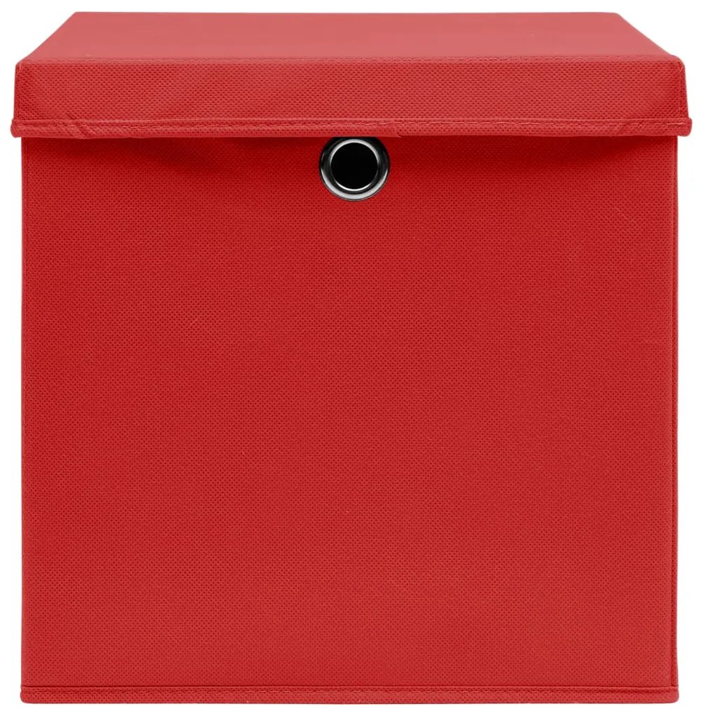 Caixas de arrumação com tampas 10pcs 32x32x32cm tecido vermelho