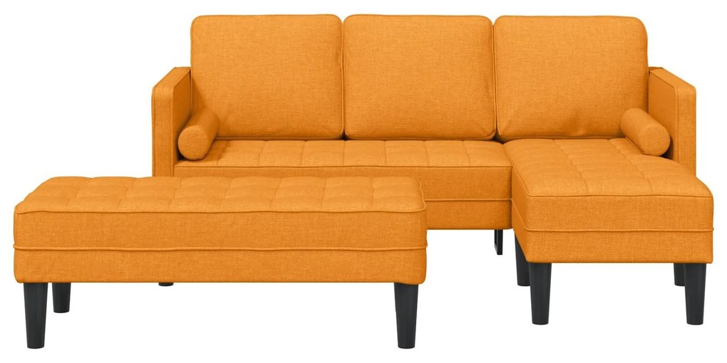 Conjunto de Sofá de 2 Peças com Almofadas Tecido Amarelo Escuro