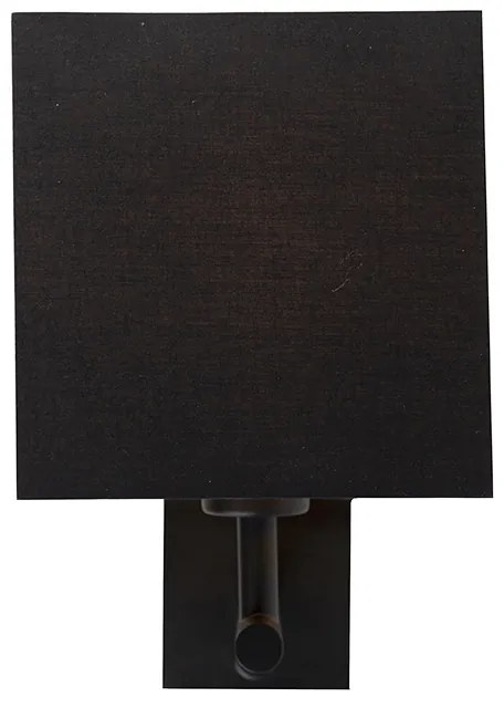 Candeeiro de Parede Preto com USB e Abajur Quadrado Preto - Combi 1 Moderno