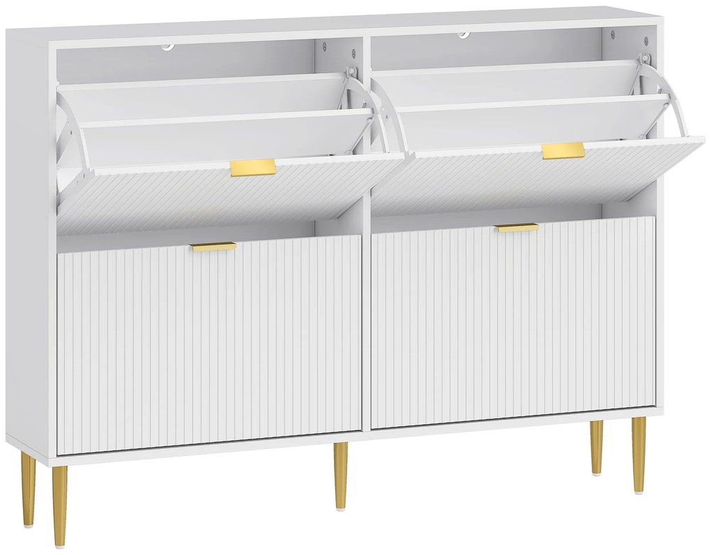 HOMCOM Móvel Sapateira Estreita Sapateira para Entrada com Prateleiras Ajustáveis para 20 Pares de Sapatos 105x24x91,5 cm Branco | Aosom Portugal